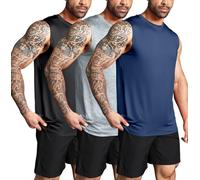 Boyzn Canotta da uomo, confezione da 3 pezzi, per allenamento, fitness, bodybuilding, ad asciugatura rapida, senza maniche, per uomo, Confezione da 3 pezzi, nero/blu marino/erica grigio, XXXL