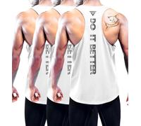 Boyzn Confezione da 1, 3 o 5 canottiere da allenamento a Y sulla schiena, canotte sportive per palestra, fitness bodybuilding senza maniche, Confezione da 3 - bianco, L