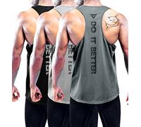 Boyzn Confezione da 3 canottiere da uomo, estive, senza maniche, traspiranti, per palestra, allenamento, palestra, bodybuilding, senza maniche, Confezione da 3 pezzi, nero/grigio/grigio scuro, M