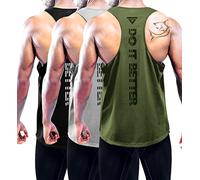 Boyzn Confezione da 3 canottiere da uomo, estive, senza maniche, traspiranti, per palestra, allenamento, palestra, bodybuilding, senza maniche, Confezione da 3 pezzi, nero/grigio/verde militare, XXL
