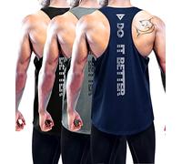 Boyzn Maglietta da uomo, 1 o 3 pezzi, Y-Back, maglietta muscolare per allenamento, atletica, palestra, bodybuilding, maglietta senza maniche, Confezione da 3 pezzi, nero/grigio scuro/blu marino, XXL