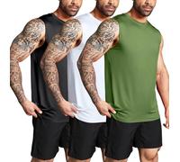 Boyzn - Maglietta Senza Maniche da Uomo, Confezione da 3 Magliette Senza Maniche per Palestra, Atletica, Bodybuilding, Fitness, Senza Maniche, Nero/Bianco/Verde Militare, 3XL