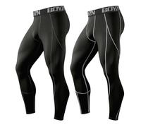 Boyzn Uomo 2 Pack Compression Tights Cool Dry Sports Baselayer Pants Workout Running Leggings Black/Black(Grey)-S
