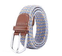 BOZEVON Cintura in tessuto elastico - Cintura in tessuto elasticizzato intrecciato elasticizzato multicolore per Uomo Donna Blue Khaki