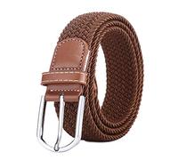 BOZEVON Cintura in tessuto elastico - Cintura in tessuto elasticizzato intrecciato elasticizzato multicolore per Uomo Donna Marrone