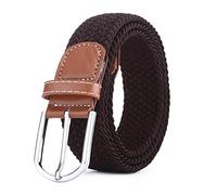BOZEVON Cintura in tessuto elastico - Cintura in tessuto elasticizzato intrecciato elasticizzato multicolore per Uomo Donna caffè