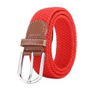 BOZEVON Cintura in tessuto elastico - Cintura in tessuto elasticizzato intrecciato elasticizzato multicolore per Uomo Donna Rosso