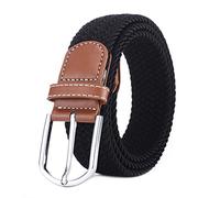 BOZEVON Cintura in tessuto elastico - Cintura in tessuto elasticizzato intrecciato elasticizzato multicolore per Uomo Donna Nero