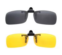 BOZEVON Clip su Occhiali da Sole - 2 Pezzi Day + Night Vision Occhiali da Sole Lenti Polarizzate da Uomo/Donna UV400 Flip-up - Comodo e Sicuro Ideale per Esterno e Guida, 1 * Grigio & 1 * Giallo - L