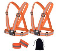BOZEVON Gilet di Sicurezza - Imbragatura Riflettente di Sicurezza con Bande Catarifrangenti ad Alta Visibilità, Regolabile Gilet Antinfortunistici per Sport Notturni, Ciclismo, Jogging, Pacchetto 4