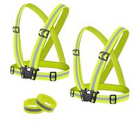 BOZEVON Gilet di Sicurezza - Imbragatura Riflettente di Sicurezza con Bande Catarifrangenti ad Alta Visibilità, Regolabile Gilet Antinfortunistici per Sport Notturni, Ciclismo, Jogging, Pacchetto 3