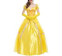 BOZEVON Signore Vestito Lungo da Donna Classic Cinderella Halloween Cosplay, Giallo S/M/L/XL / 2XL