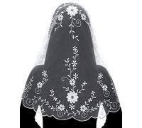 Bozidol Velo per Messa Cattolica da Chiesa, Mantilla di Pizzo per Cappella Spagnola, Sciarpa di Preghiera Cristiana con Fermagli per Capelli (Bianco)