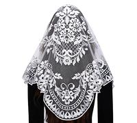 Bozidol Voile Triangolare per Cappella - Mantilla Spagnolo in Pizzo Floreale, Sciarpa di Messa e Coperta di Testa, bianco, Régulier