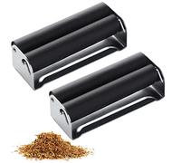 BOZILY 2 rulli per tabacco in metallo, facile da usare, manuale per sigarette, strumento per fabbricare tabacco da 70 mm, accessori per sigarette a rullo (nero)