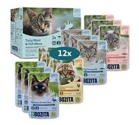 Bozita Astuccio in salsa con pesce e carne Multibox 12 x 85 g Pouch - cibo umido per gatti in sacchetto porzione