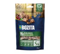 BOZITA Meaty Bites - Snack per cani con 95% alce e anatra, 70 g, porzionabile con una sola mano, senza cereali, senza pollo e senza glicerina, deliziosi che il tuo cane adorerà