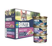 BOZITA Mousse WILD Mix 12 x 85 g - Cibo umido per gatti gourmet in piccole dosi - con postbiotici per sostenere una flora intestinale sana con renna, cervo e cinghiale - Alimento completo