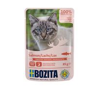BOZITA Sacchetto per alimenti umidi in salsa con salmone, 12 x 85 g, senza cereali, per gatti adulti