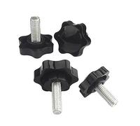 BOZONLI 5 pezzi M10×20mm Vite a testa zigrinata, Manopola di serraggio del filo Manopola in plastica nera Maniglia a forma di stella sul pomello per macchina utensile