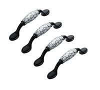 BOZONLI Maniglia Ceramica, Maniglie per Mobili da Cucina, con Finitura Screpolata, Stile Vintage e Shabby Chic, Pomelli per Mobili Porta Manopole Nero-128mm, 4 Pezzi