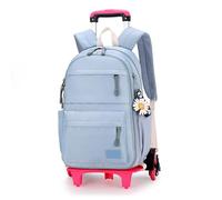 BOZONLI Zaini Trolley con 6 Ruote per Bambina, Zaino con Rotelle Elementari Staccabile per Scuola Viaggio, Blu