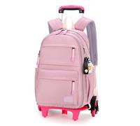 BOZONLI Zaini Trolley con 6 Ruote per Bambina, Zaino con Rotelle Elementari Staccabile per Scuola Viaggio, Viola