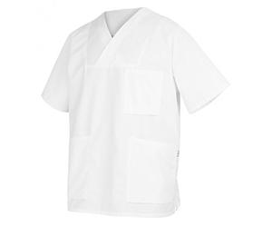 BP 1653-485-21-2XLn - Casacca unisex, 1/2, scollo a V con sovrapposizione e 1 bottone a pressione, misto tessuto 215,00 g/m², bianco, 2XLn