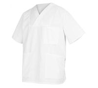 BP 1653-485-21-3XLn - Casacca unisex, 1/2, scollo a V con sovrapposizione e 1 bottone a pressione, misto tessuto 215,00 g/m², bianco, 3XLn