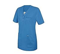 BP 1740-435-116-M - Casacca da donna, con maniche a 1/2, scollo a V con bottone a pressione, 180,00 g/m², misto tessuto, azzurro, M