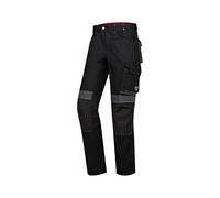 BP 1797-720-32-52L - Pantaloni da lavoro con doppio bottone in vita e parte posteriore elasticizzata, in cotone rinforzato da 305,00 g/m², colore: nero, 52 l