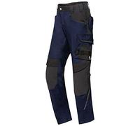 BP 1825-032-1432-30n Pantaloni da lavoro da uomo in tessuto misto con elasticizzato, vita alta sul retro, 65% poliestere/35% cotone, blu notte/nero, taglia 30N