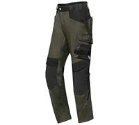 BP 1825-032-7332-35/36s Pantaloni da lavoro da uomo in tessuto misto con elasticizzati, vita alta sul retro, 65% poliestere/35% cotone, oliva/nero, taglia 35/36S