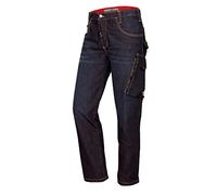 BP 1990-038-01 - Jeans da lavoro - silhouette sottile - taglio ergonomico - tessuto elasticizzato - 78% cotone, 22% elastomultiester - vestibilità aderente - Taglia: 34/32 - Colore: blu scuro slavato