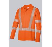 BP 2133-261-85-M - Polo unisex a maniche lunghe, con chiusura a bottone a pressione nascosta, 50% cotone, 50% poliestere, colore arancione, taglia M