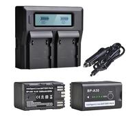 BP-A30 BPA30 Batteria + Caricatore Doppio LCD, Compatibile Con Canon BP-A30 BP-A60 BP-A90 EOS C200, C220B, C300 Mark II, C500 Mark II(2 battery EU charger)