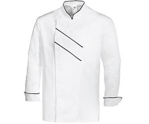 BP Gourmet 1538-400-2132 - Giacca da cuoco a maniche lunghe, con prese d'aria, vestibilità normale, taglia: 50, colore: bianco/nero