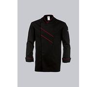 BP Gourmet 1538-400-3281 - Giacca da cucina a maniche lunghe, con fessure di ventilazione, vestibilità normale, taglia 48, colore: nero/rosso
