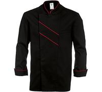 BP Gourmet 1538-400-3281 - Giacca da cucina a maniche lunghe, con fessure di ventilazione, vestibilità normale, taglia 46, colore: Nero/Rosso