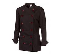BP Gourmet 1542-400-32 - Giacca da cuoco da donna, a maniche lunghe, 65% poliestere, 35% cotone, vestibilità normale, taglia 48, colore: nero