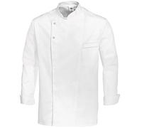 BP Gourmet 1547-400-21 - Giacca da cucina a maniche lunghe, 65% poliestere, 35% cotone, bottoni automatici in acciaio inox, vestibilità normale, taglia L, colore: Bianco