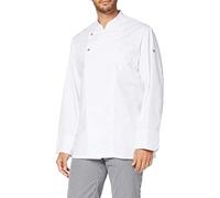 BP Gourmet 1547-400-21 - Giacca da cuoco a maniche lunghe, 65% poliestere, 35% cotone, bottoni automatici in acciaio inox, vestibilità normale, taglia M, colore: bianco