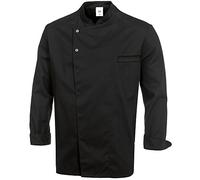 BP Gourmet 1547-400-32 - Giacca da cuoco a maniche lunghe, 65% poliestere, 35% cotone, bottoni a pressione in acciaio inox, vestibilità normale, taglia: S, colore: nero