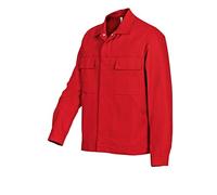 BP Workwear Basic 1485-060-81 - Giacca da lavoro con bottoni automatici nascosti, in puro cotone, vestibilità normale, taglia: 48/50, colore: Rosso