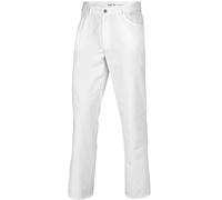 BP1643-558-21-2XLn - Pantaloni unisex, stile jeans, con elastico regolabile sul retro, 245,00 g/m2, tessuto misto bianco, 2XLn