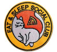 BPA Toppe Termoadesivi Toppe Ricamate per Ferro da Stiro o per Cucire-EAT SLEEP SOCIAL CLUB