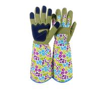 BPABDEITR Guanti da giardinaggio floreali, for potatura di rose, anti-spine, lunghi, touch screen, verdi, diverse misure(Large)