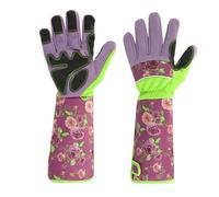 BPABDEITR Guanti da giardinaggio lunghi in pelle sintetica con stampa floreale, unisex, multicolore(Pink Pattern)