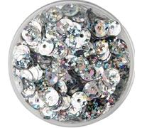 BPABDEITR Paillettes for cucito e artigianato a tazza rotonda multicolore 4-8 mm(Laser Silver,8mm 10g 360pcs)