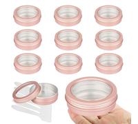 BPackGo 10 Pezzi Rosa Opaco Barattoli in Alluminio 100 ml con Coperchio a Vite Finestra - Contenitori Metallo Piccoli per Creme, Candele DIY, Viaggio - Scatolette Tonde D83mm x H26mm